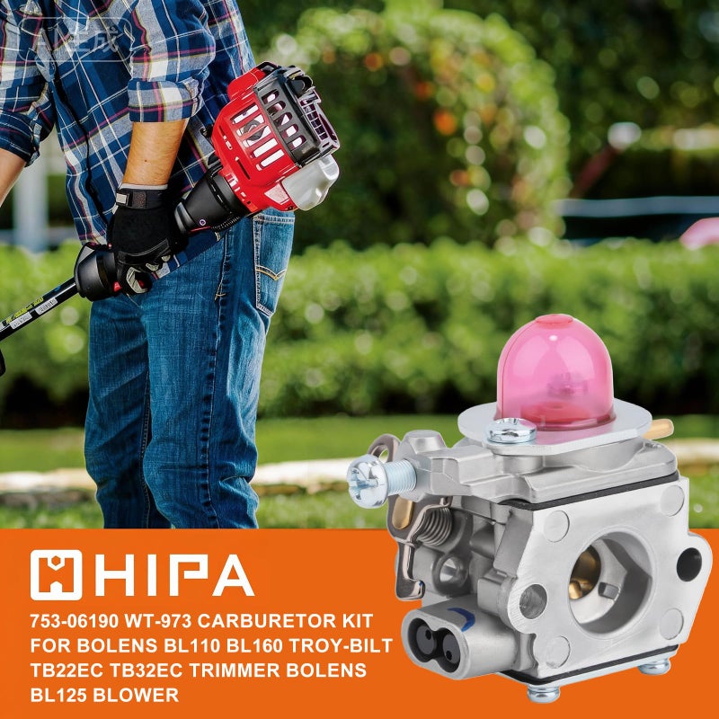 Hipa 753-06190 Carburetor for Troy Bilt TB22 TB22EC TB32EC TB80EC TB225 TB80EC Craftsman 25cc Bolens BL110 Trimmer Weedeater 75306190 WT973 WT-973 Carb - Image 2
